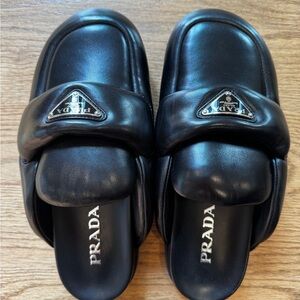 Prada Black Leather Slides